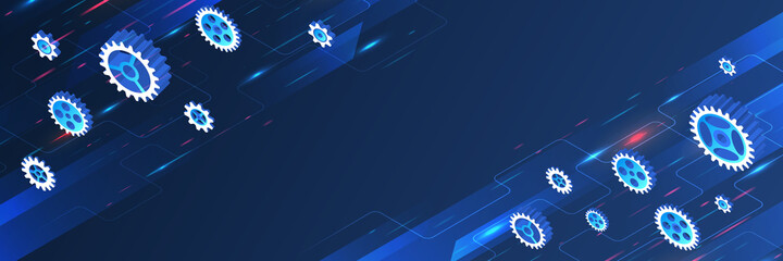 Three-dimensional gears background. Cogs And Gears vector isometric. Futuristic technology concept. 3d cogwheels Hi tech illustration.