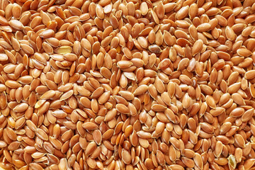 Close up picture of brown linseed, selective focus.