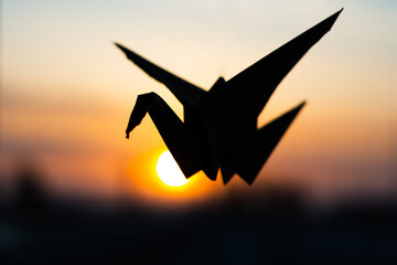 silhouette of crane
