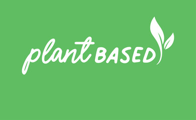 Plant based emblem design. Vegan, veggie, vegetarian food representation.