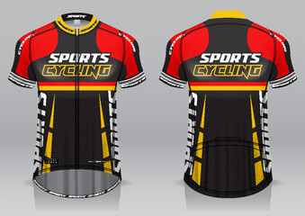 Cycling jersey, front and back view, sporty design is easy to print on fabrics and textiles