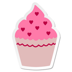 valentine cup cake sticker