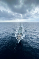 military us navy ship sailing in the ocean during nato operation - obrazy, fototapety, plakaty