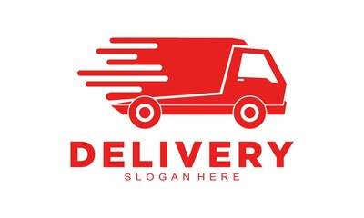Red delivery truck modern logo