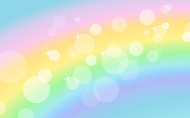 Fototapeta premium Horizontal pastel background with rainbow and bokeh