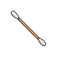 Ear cotton swab icon. Hygiene product. Vector illustration on white isolated background in flat line style.