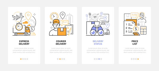 Logistics and delivery - modern line design style web banners - obrazy, fototapety, plakaty