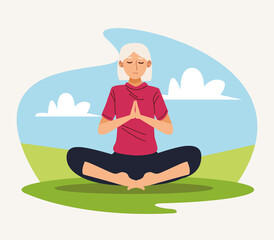 grandmother doing yoga