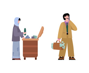 Gap between rich and poor people concept cartoon vector illustration isolated.