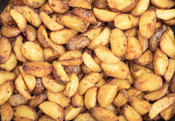 Full frame baked potatoes with peels, an option for cooking Idaho potatoes.