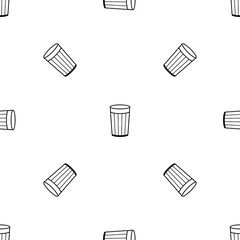 Seamless pattern of repeated black glass symbols. Elements are evenly spaced and some are rotated. Vector illustration on white background