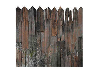 Old wooden fence isolated on white background. This has clipping path.