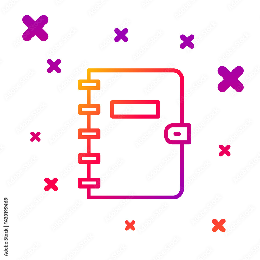 Poster color line notebook icon isolated on white background. spiral notepad icon. school notebook. writing