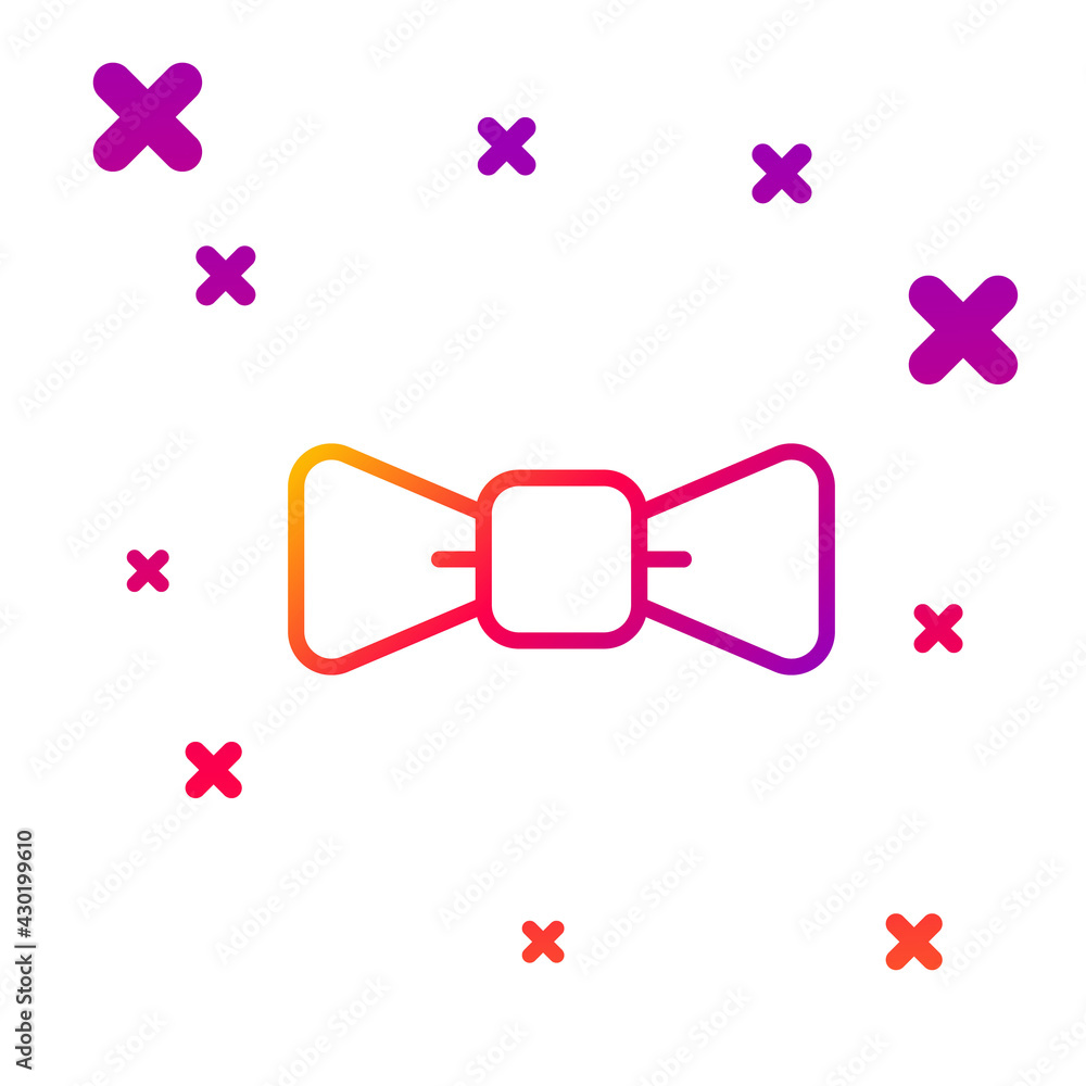 Poster color line bow tie icon isolated on white background. gradient random dynamic shapes. vector