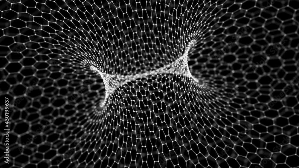 Poster fantasy abstract wormhole seamless loop 4k animation. neon line technology background.