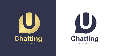 Minimalist U letter logo with "chatting" concept © EFOS Studio