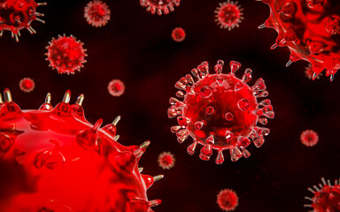 Cell virus infection macro under the microscope. Abstract Virus infection causing chronic disease background. 3d illustration.