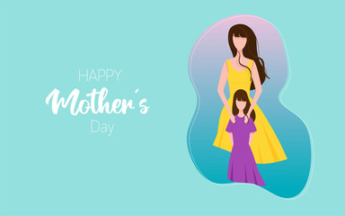 Vector illustration for mother's day. Mom hugging her little daughter