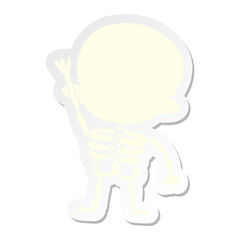 skeleton waving sticker