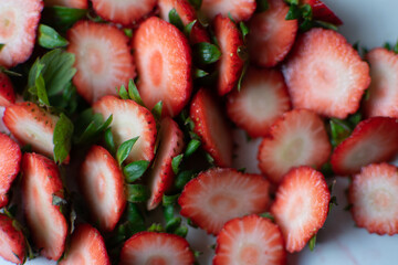 tops chopped off strawberries 