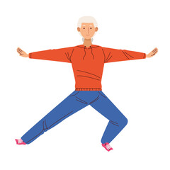 grandfather practicing exercise