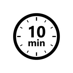 10 minute timer icon. Clipart image isolated on white background - obrazy, fototapety, plakaty