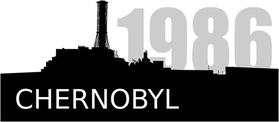 Fototapeta premium Chernobyl 1986 - powerplant silhouette (ENG)