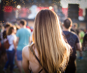 Summer music festival concert crowd