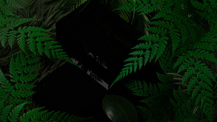 3D illustration, 3D rendering. Dark plant background.