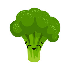happy broccoli on the white background