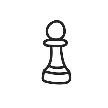 recommend clip art: Chess piece pawn for playing at home in the doodle style. The outline drawn by hand. Vector illustration, isolated elements on a white background.