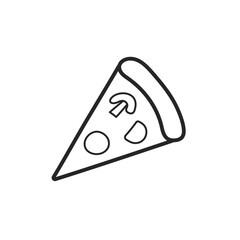 Slice of pizza, fast food. The outline drawn by hand. Vector illustration, isolated elements on a white background.