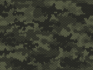 Camouflage seamless pattern. Abstract camo from hexagonal elements. Endless military texture. Print on fabric and textiles. Vector illustration.