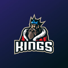 King mascot logo design vector with modern illustration concept style for badge, emblem and tshirt printing. King illustration.