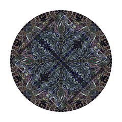 Abstract floral round pattern isolated on white background