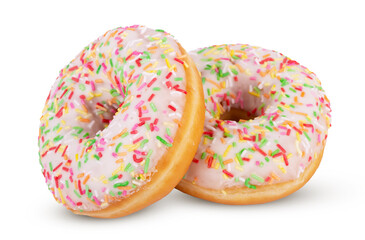 two glazed donut isolated on white background close up
