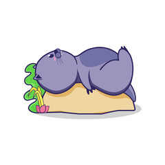 Cute otter cartoon vector illustration