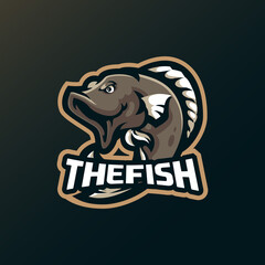 Fish mascot logo design vector with modern illustration concept style for badge, emblem and tshirt printing. Fish illustration.