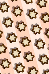 Stars shaped cookies seamless pattern. Fashion Food Sample with cookies.