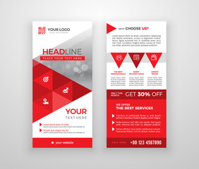 Double-sided DL flyer design. Brochure or flyer template. Layout with modern elements and photo space.