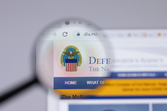 New York, USA - 26 April 2021: Defense Logistics Agency DLA logo close-up on website page, Illustrative Editorial.