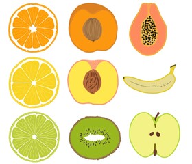 
fruits isolated on white background