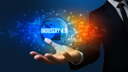 Elegant hand holding technology-related inscription