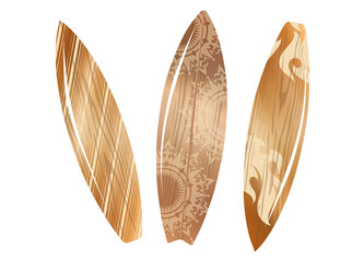 Drei Surfbretter Holz Textur & Holzmaserung