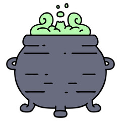 bubbling cauldron brimming with potions