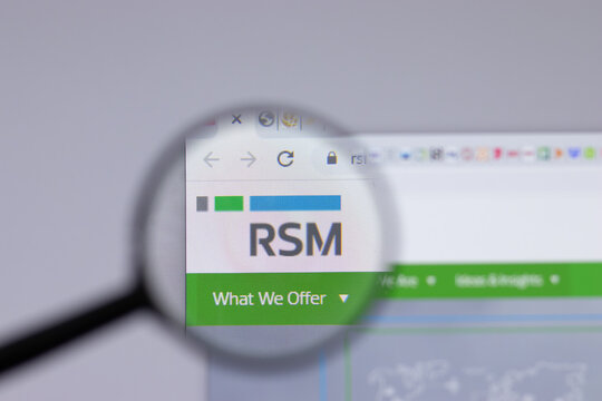 New York, USA - 26 April 2021: RSM US logo close-up on website page, Illustrative Editorial.