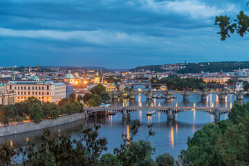 Obraz premium Prague city night view