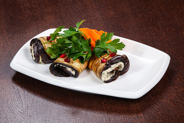 Caucasian cuisine - staffed eggplant roll