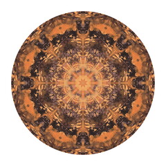 Colorful round pattern - Ornamental acrylic monotype abstraction isolated on white background