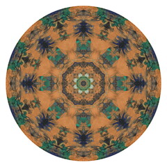 Colorful round pattern - Ornamental acrylic monotype abstraction isolated on white background